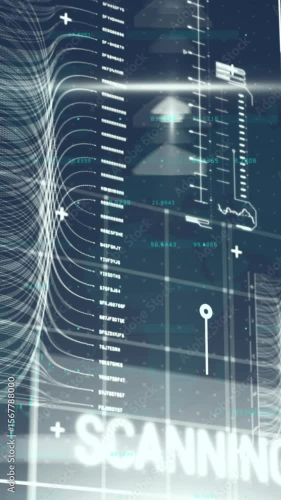 Aufkleber animation of data processing and shapes on blue background