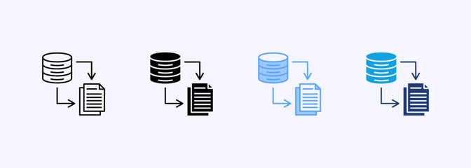 Data Transformation Icon Set Multiple Style Collection