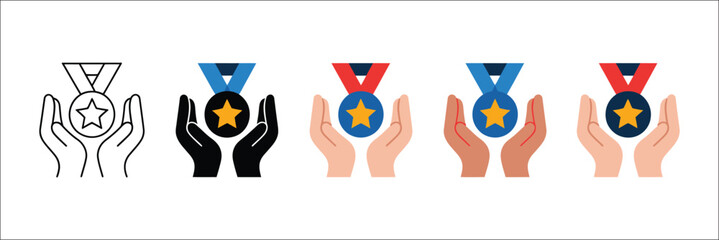 Fototapeta premium Achievement icon collection in various style
