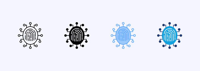 Fingerprint Network Icon Set Multiple Style Collection