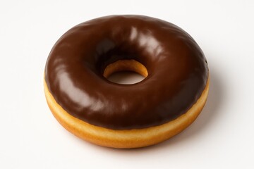 Delicious chocolate-glazed donut on a white background