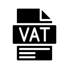 Vat Glyph Icon. File Document icon abbreviation for Value Added Tax