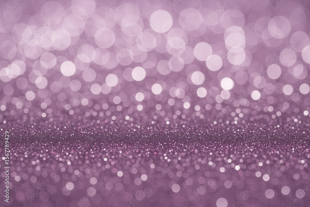 Poster sparkling purple shimmer with pink, silver, and white bokeh effects creating an abstract textured ba