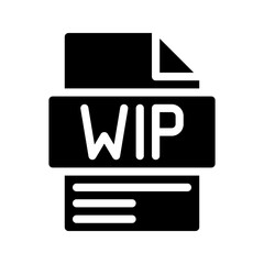 Wip Glyph Icon. File Document icon is an abbreviation for Work in progress.