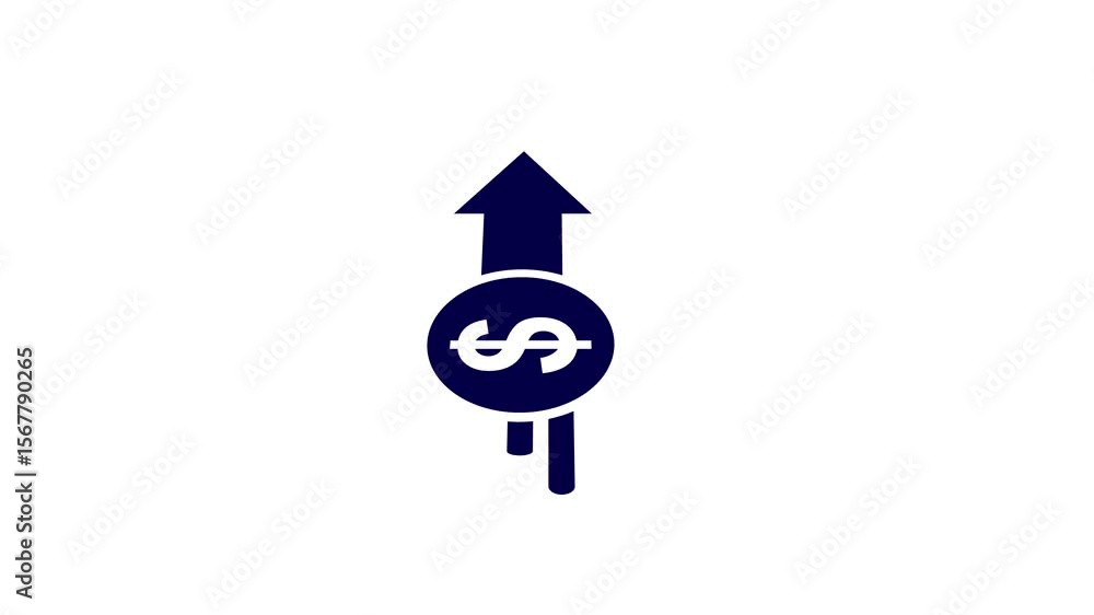 Poster fastest increasing dollar rate day by day with rising arrow . up to dollar rate icon animation .
