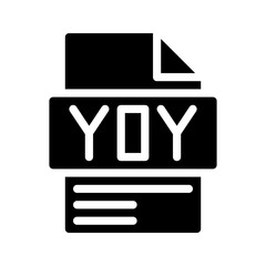Yoy Glyph Icon. File Document icon is an abbreviation for Comparison of data from year to year.