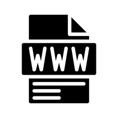 Www Glyph Icon. File Document icon is an abbreviation for the part of the internet that is publicly accessible.