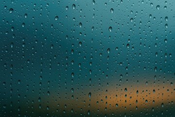 Raindrops streaming down a glass window
