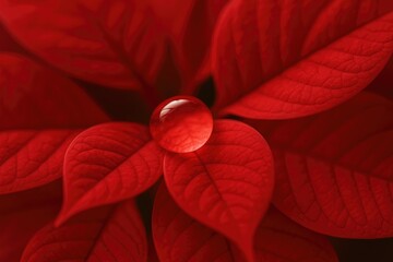 Close-up of a droplet on a vibrant red flower petal captured in macro photography