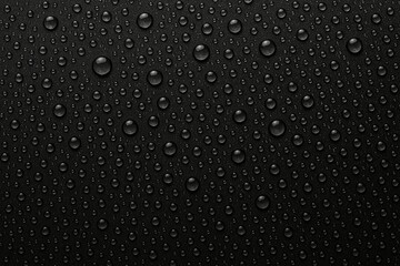 Water droplets on a dark background from above with empty space