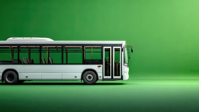 White bus against green background