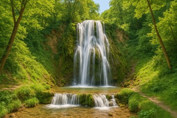 Fototapeta premium Majestic cascade atop the peaks of Fruska Gora mountain