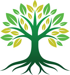 tree with roots creative logo icon on white backgr.eps