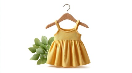 Yellow ribbed sleeveless childrens dress