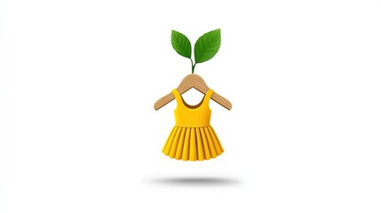 Yellow sustainable dress design illustration