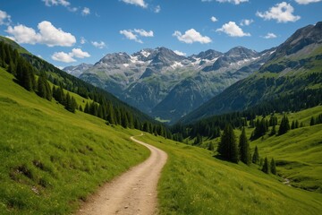 Obraz premium Scenic mountain path connecting two charming alpine villages