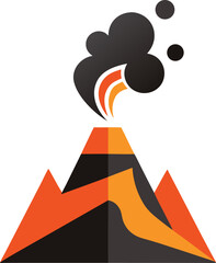 volcano with digital smoke creative logo icon on w.eps