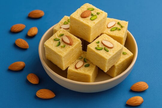 Traditional homemade Indian sweet treat crafted from milk, ghee, soan papdi, and patisa