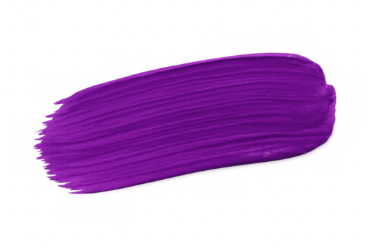 Purple paint brush stroke creating dynamic, textured artistic element against transparent background