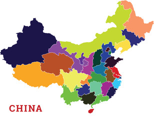 Obraz premium Map of China, Map of China states, 