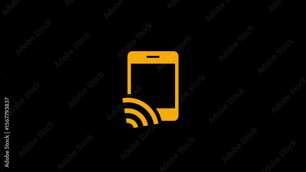 Poster wi-fi button flat icon on modern smart mobile phone screen .technology internet online concept. smar