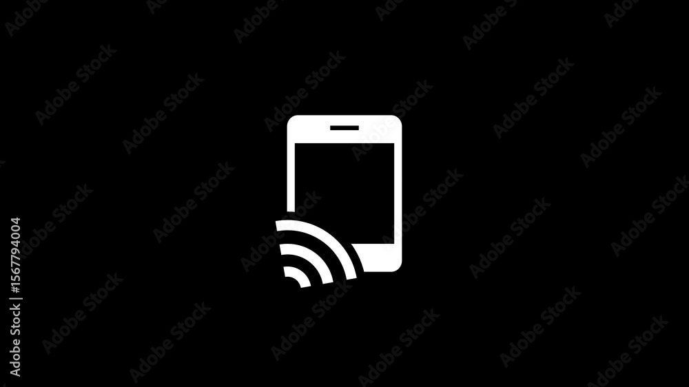 Poster wi-fi button flat icon on modern smart mobile phone screen .technology internet online concept. smar
