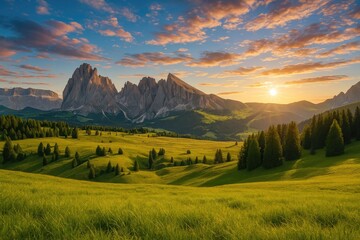 Stunning mountain scenery under a vibrant sky on a bright day
