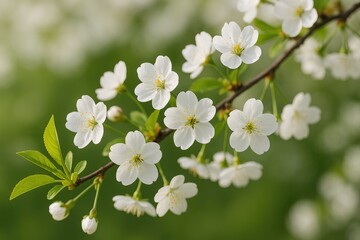 A few cherry blossom flowers in bloom