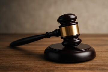 Judicial decision-making with a gavel resting on a wooden surface
