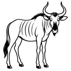 Wildebeest Outline Vector Silhouette