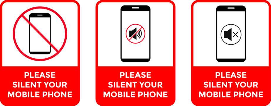no mobile phone. please silent your mobile phone notice. Warning sign. no smartphone allowed icons. prohibited sign symbol