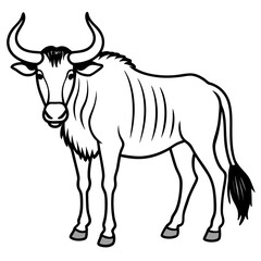 Wildebeest Outline Vector Silhouette