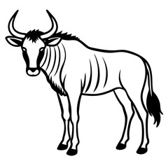 Wildebeest Outline Vector Silhouette