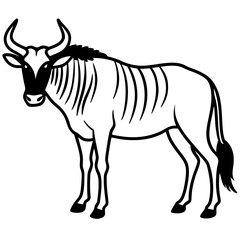Wildebeest Outline Vector Silhouette