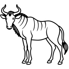 Wildebeest Outline Vector Silhouette