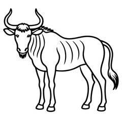 Wildebeest Outline Vector Silhouette