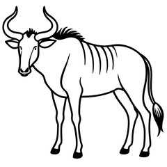 Wildebeest Outline Vector Silhouette
