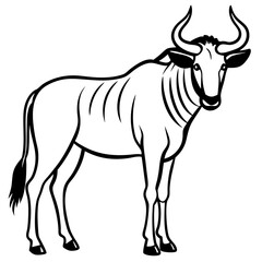 Wildebeest Outline Vector Silhouette