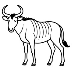 Wildebeest Outline Vector Silhouette