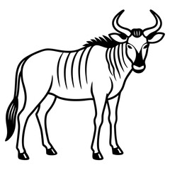 Wildebeest Outline Vector Silhouette