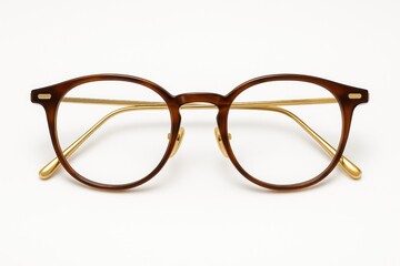 Stylish brown eyewear with golden steel legs