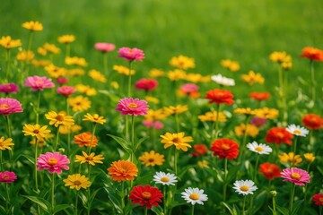 Fototapeta premium Vivid springtime scene with vibrant floral display