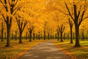 Colorful fall foliage in a serene park setting