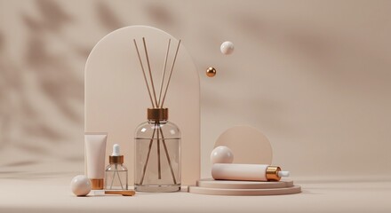 Elegant beauty product display in studio