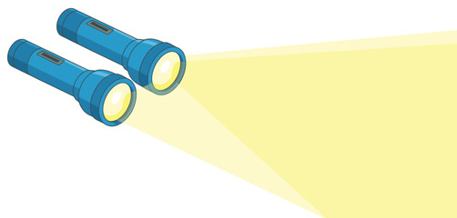 Two Blue Flashlights Shining Bright Light