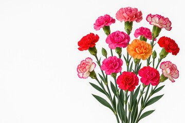 Obraz premium Vivid cluster of carnations against a plain white backdrop
