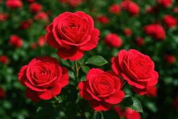 Vivid crimson flowers blooming in the floral landscape
