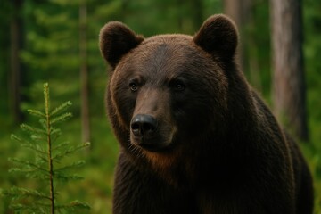 Fototapeta premium Large bear beside a tiny tree