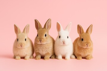 Obraz premium Easter celebration featuring pink bunnies