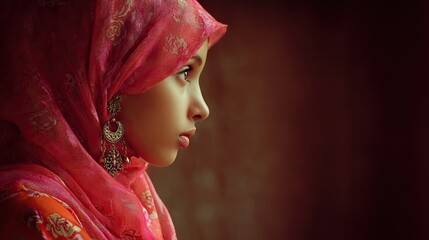 Young person wearing hijab profile portrait